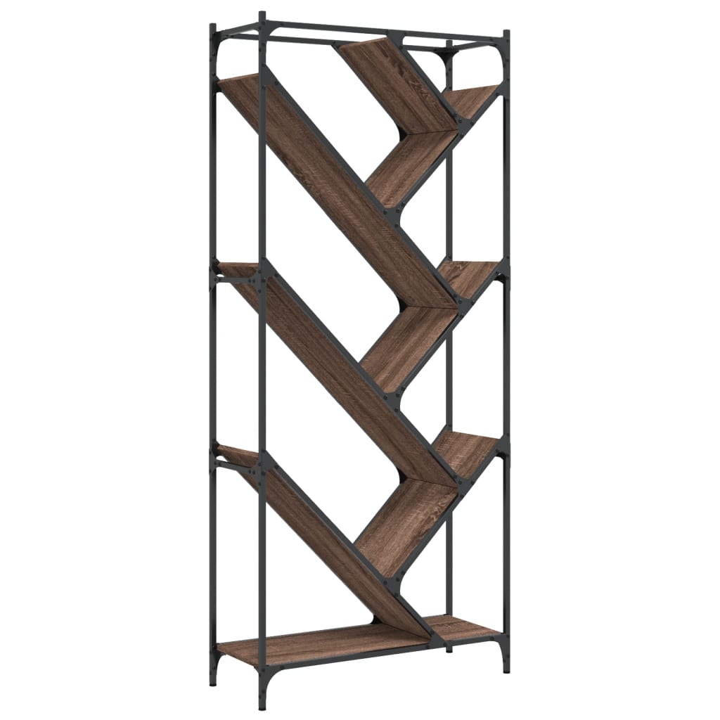 Bokhylle Brun Eik 79x30x180 cm og metall