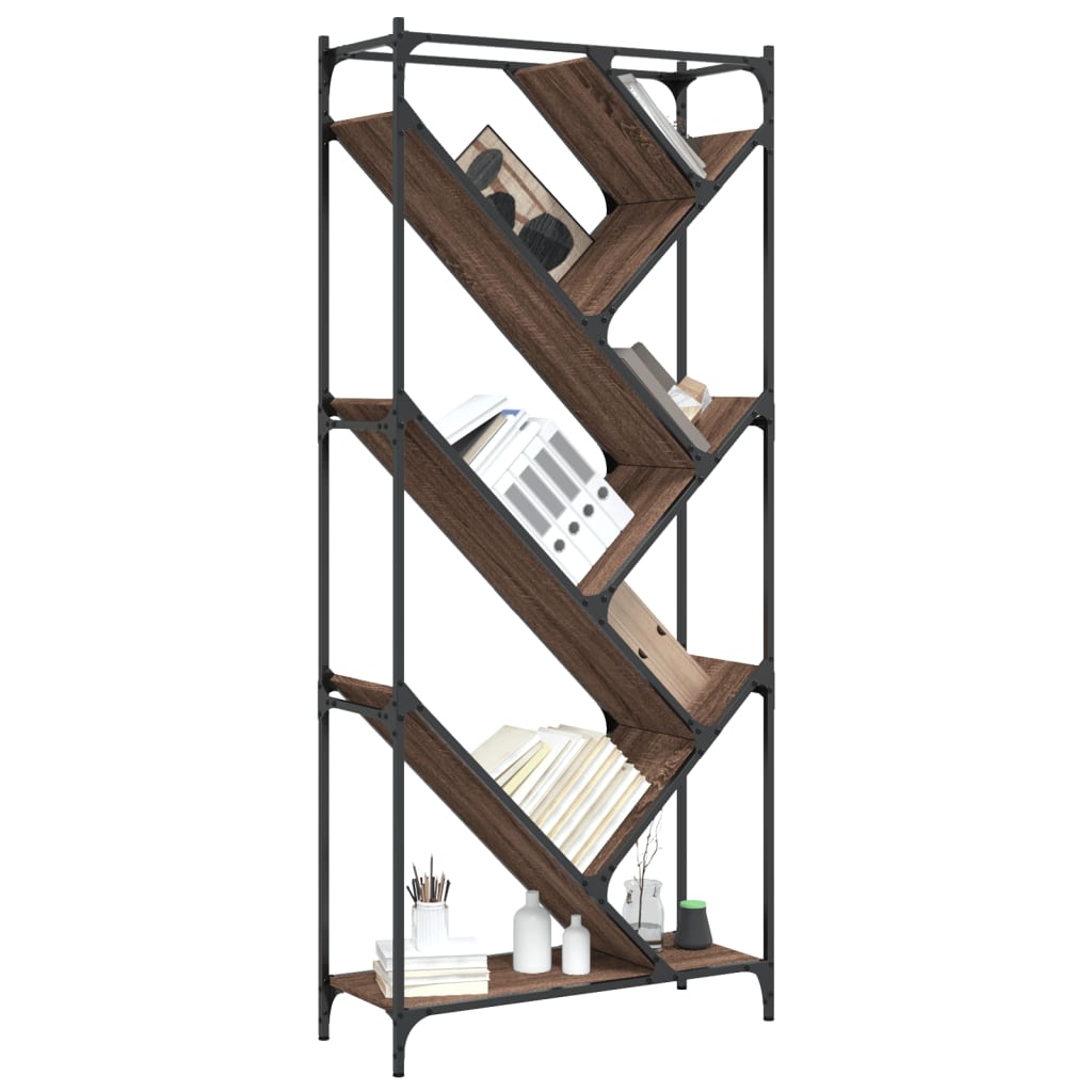 Bokhylle Brun Eik 79x30x180 cm og metall