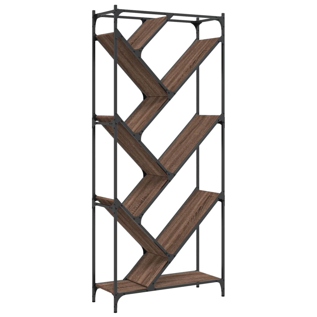 Bokhylle Brun Eik 79x30x180 cm og metall