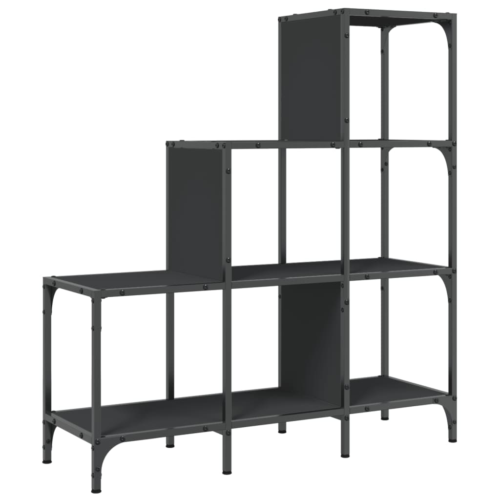 Bokhylle Svart 92x30x102 cm og metall