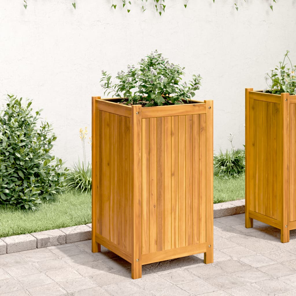 Utendørs Blomsterkasse Plantekasse Tre med foring 42x42x75 cm helte akasie