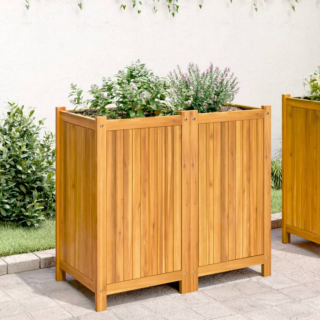 Utendørs Blomsterkasse Plantekasse Tre med foring 84x42x75 cm helte akasie