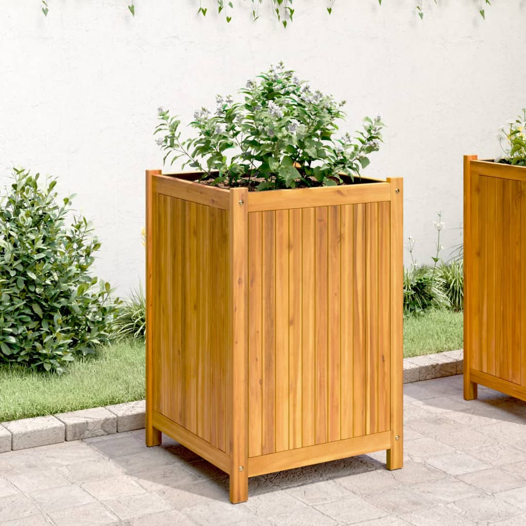 Utendørs Blomsterkasse Plantekasse Tre med foring 50x50x75 cm helte akasie