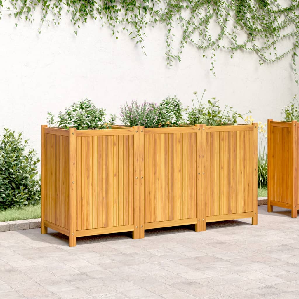 Utendørs Blomsterkasse Plantekasse Tre med foring 150x50x75 cm helte akasie