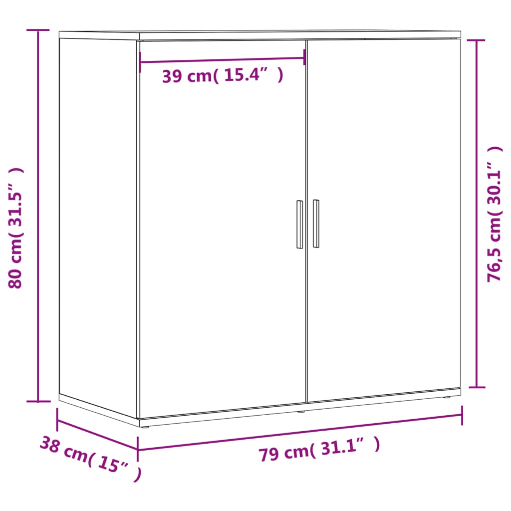 Skjenk Sonoma Grå 79x38x80 cm
