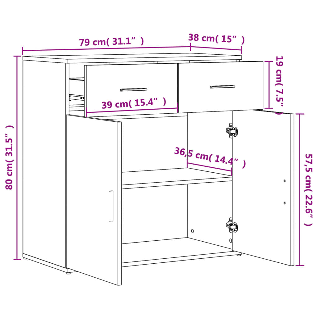 Skjenk Svart 79x38x80 cm