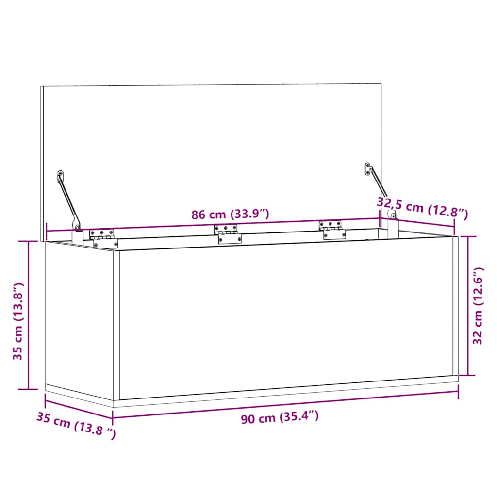 Oppbevaringskiste Svart 90x35x35 cm