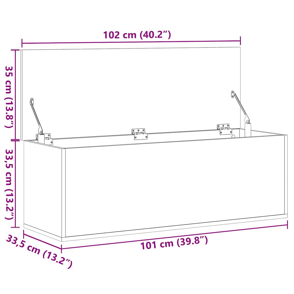 Oppbevaringskiste Svart 102x35x35 cm