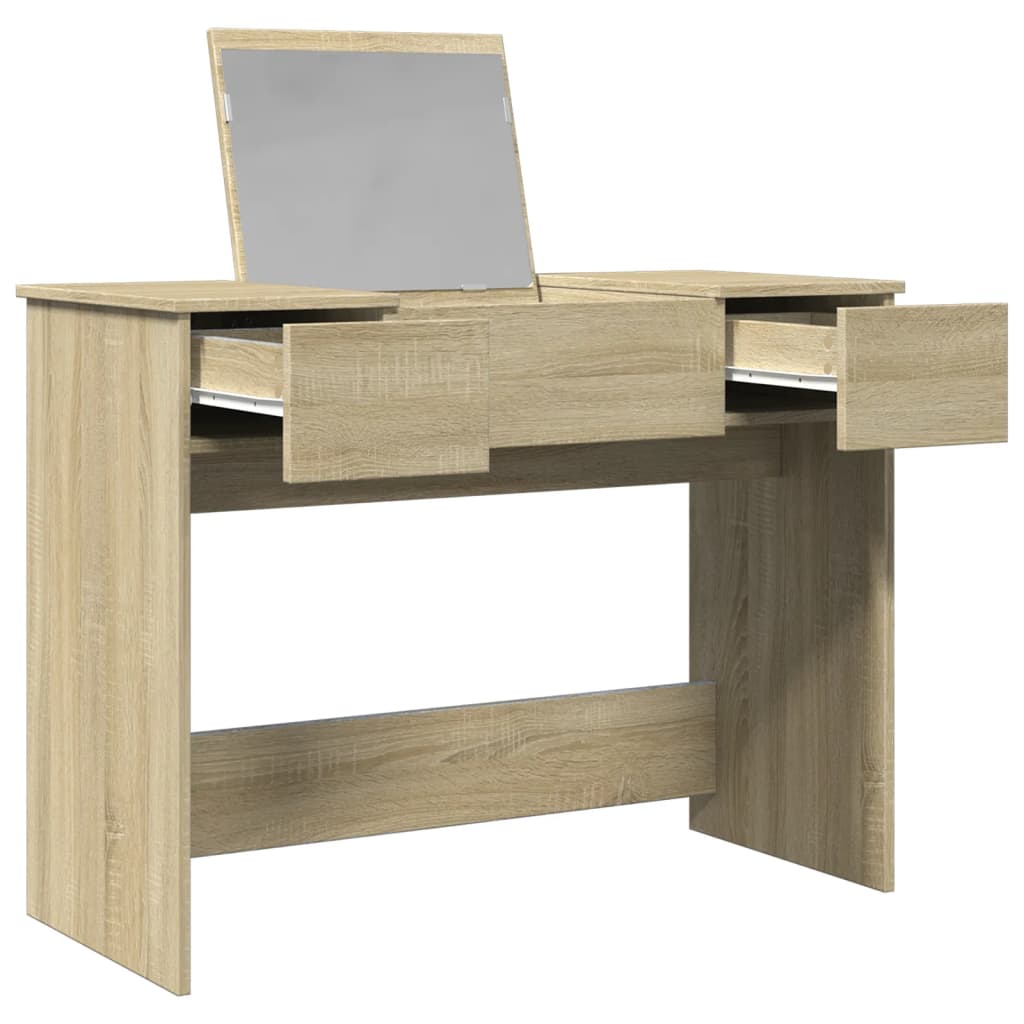 Sminkebord Sonoma Eik speil 100x45x76 cm