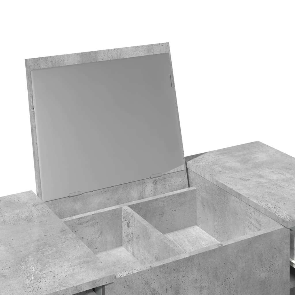 Sminkebord Betonggrå speil 100x45x76 cm