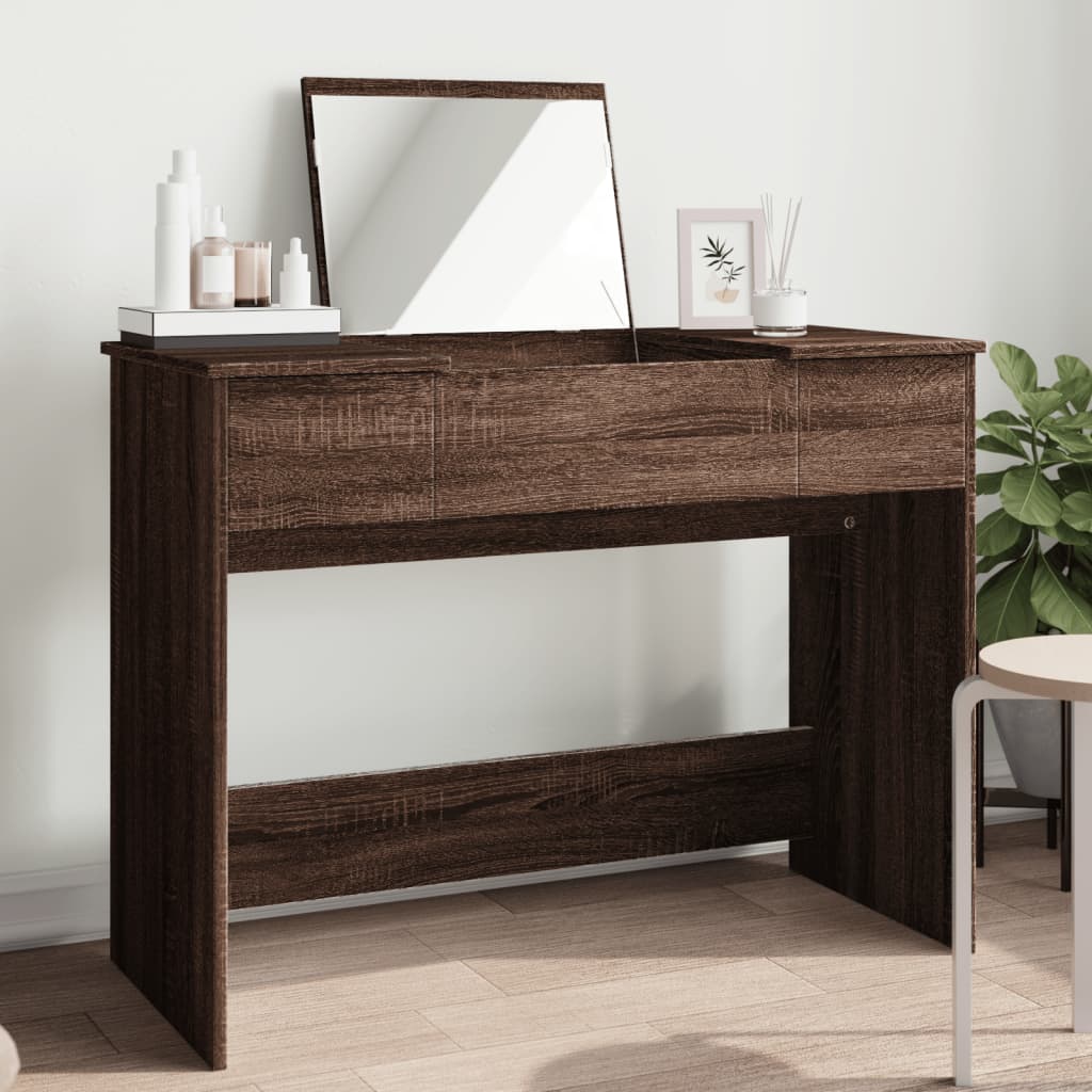 Sminkebord Brun Eik speil 100x45x76 cm
