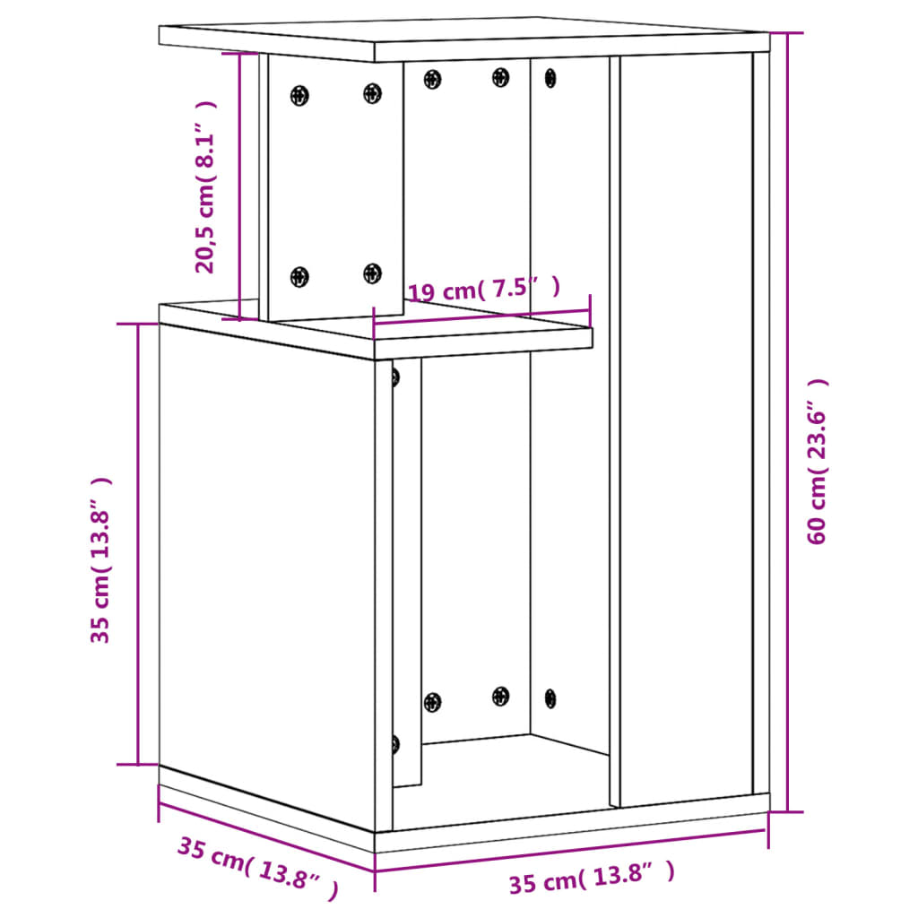 Sidebord sonoma eik 35x35x60 cm konstruert tre