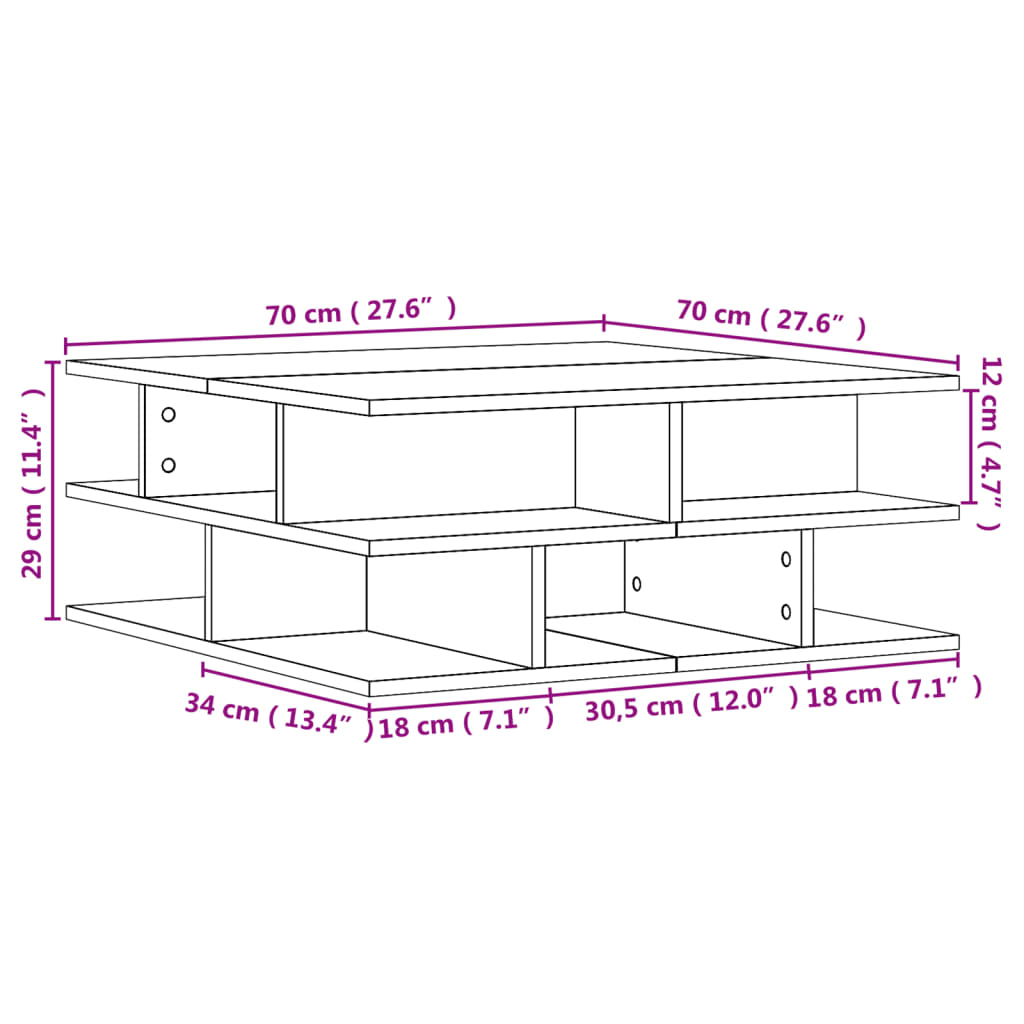 Salongbord Sofabord Svart 70x70x29 cm