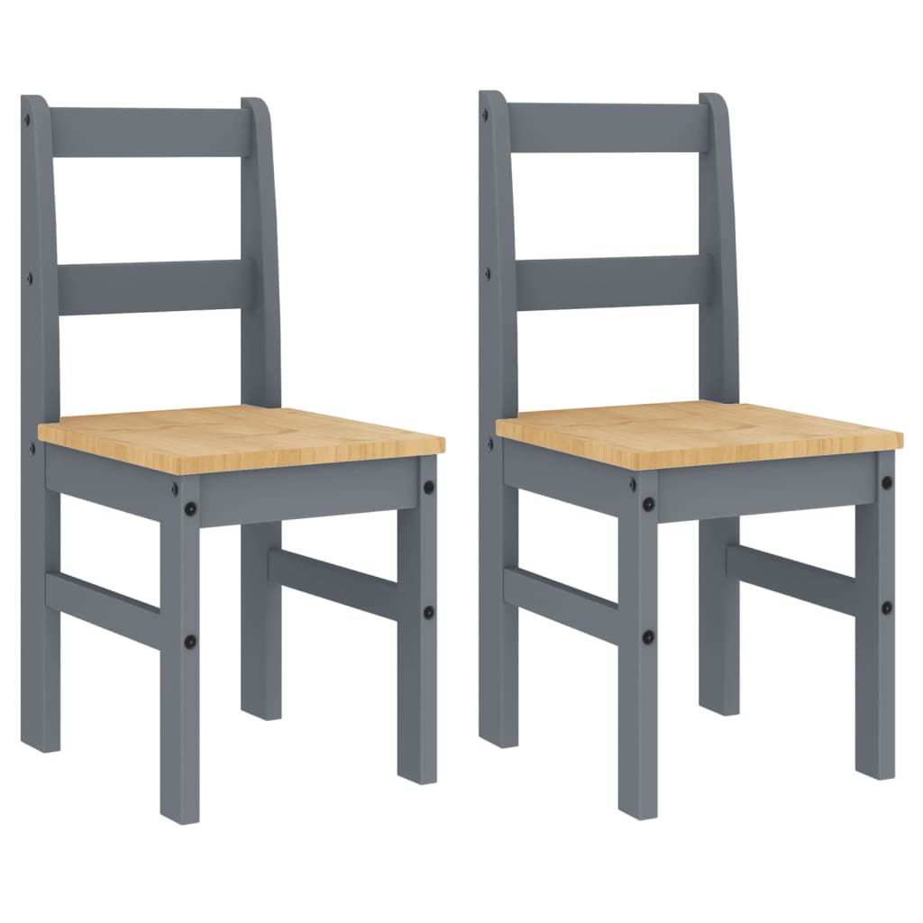 Spisestoler 2 stk Panama grå 40x46x90 cm heltre furu
