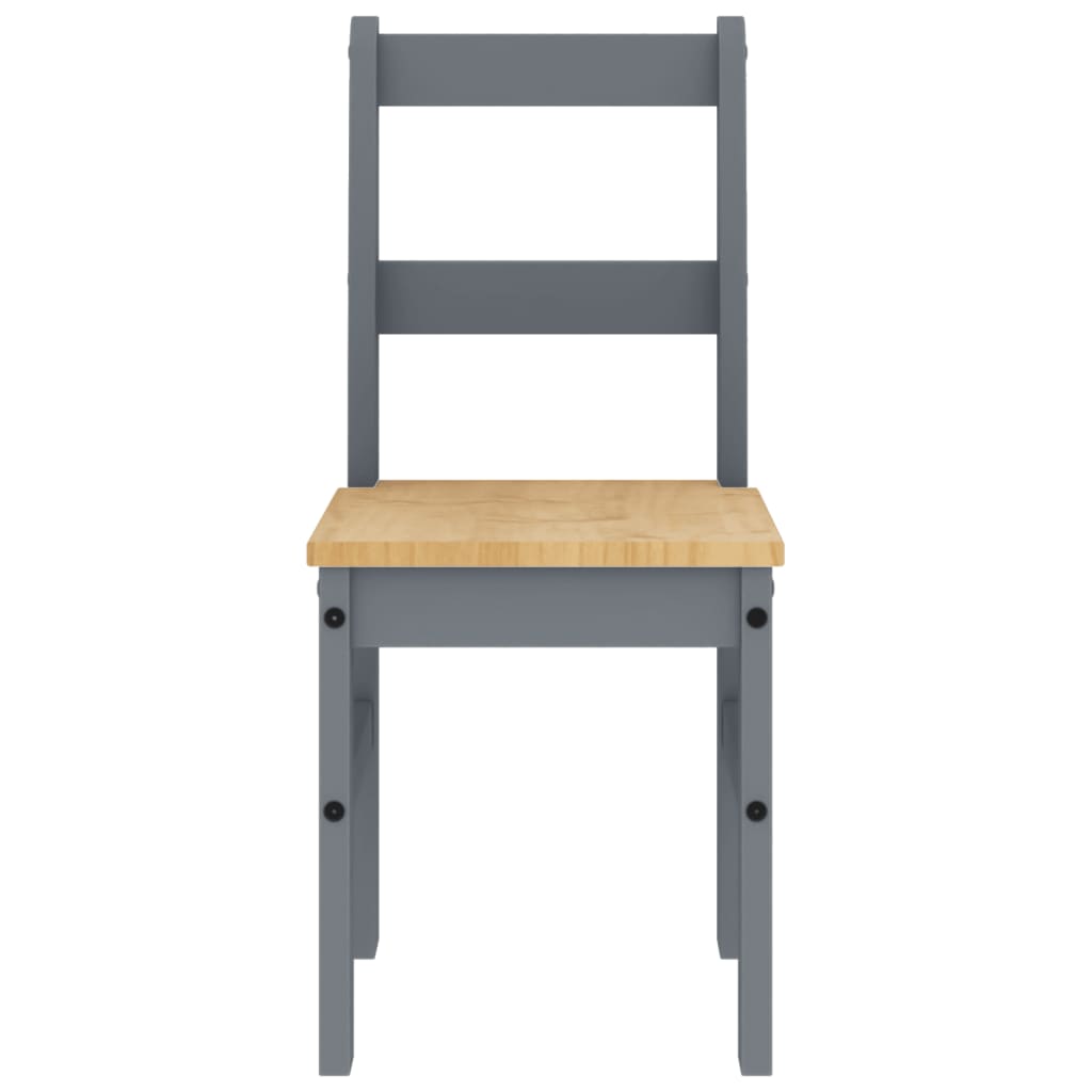 Spisestoler 2 stk Panama grå 40x46x90 cm heltre furu