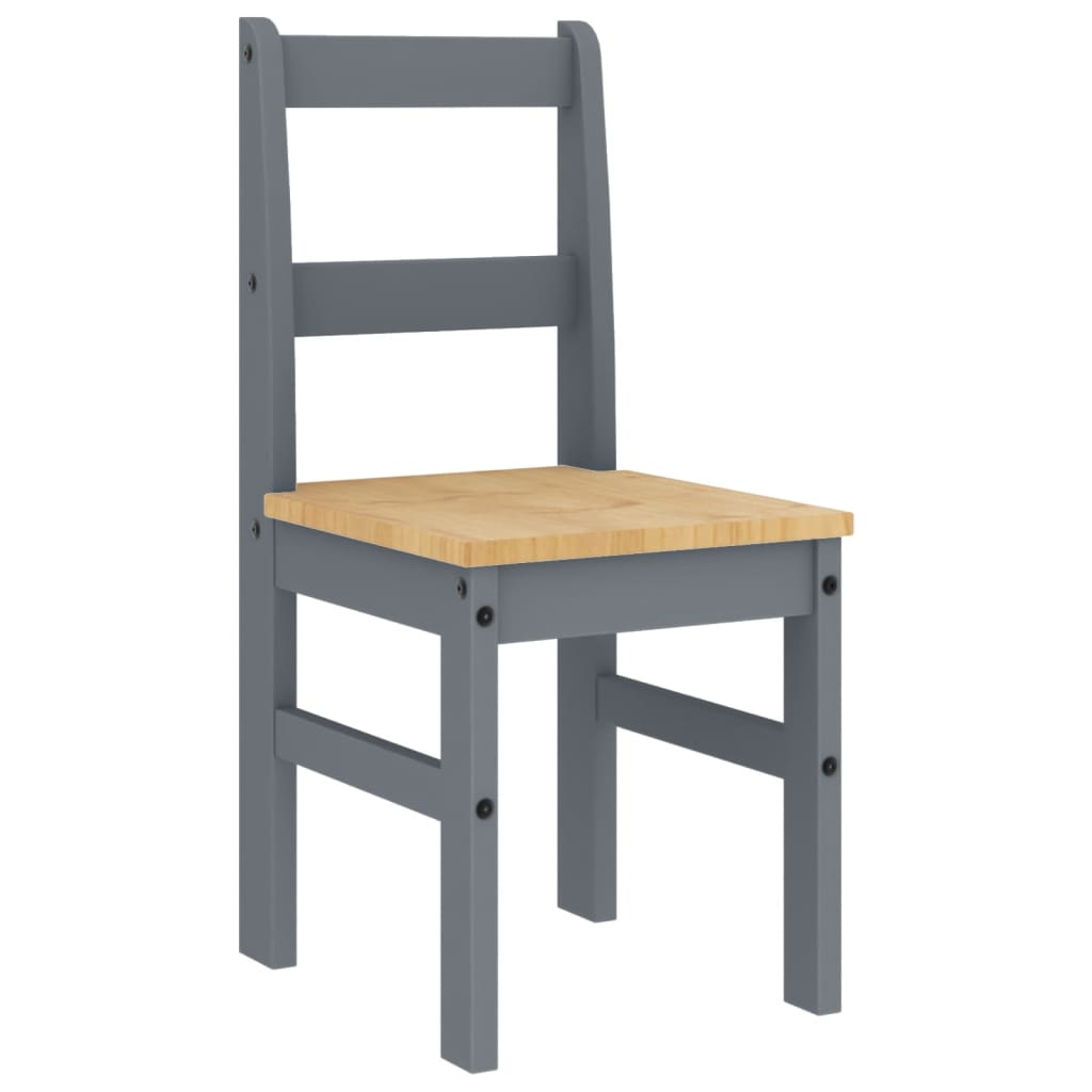Spisestoler 2 stk Panama grå 40x46x90 cm heltre furu