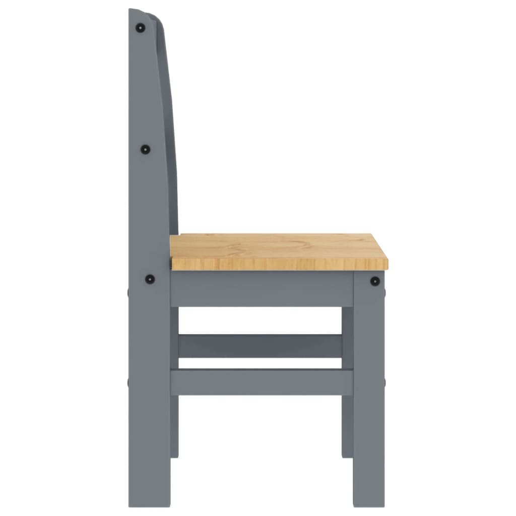 Spisestoler 2 stk Panama grå 40x46x90 cm heltre furu