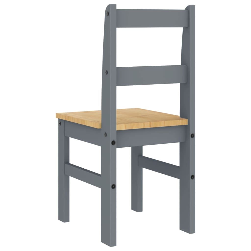 Spisestoler 2 stk Panama grå 40x46x90 cm heltre furu