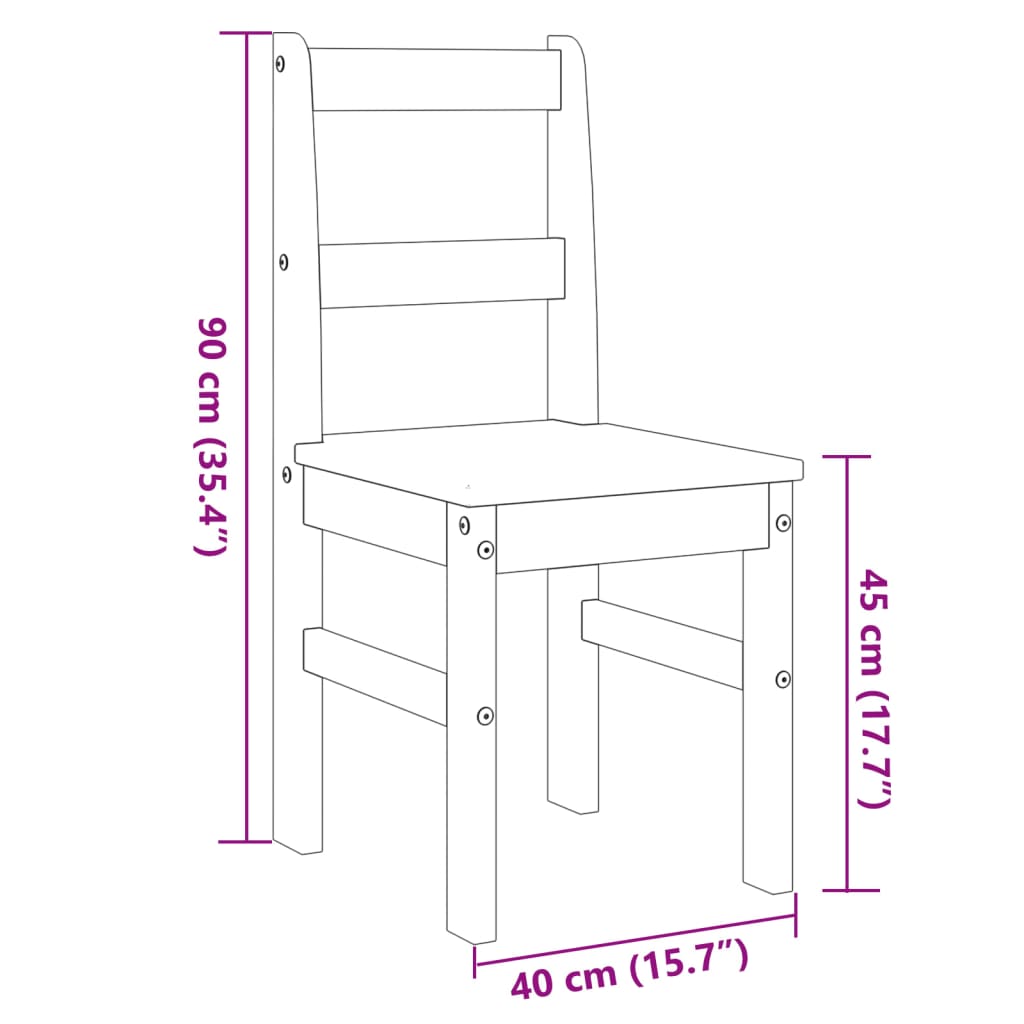 Spisestoler 2 stk Panama grå 40x46x90 cm heltre furu