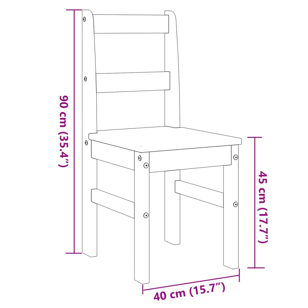Spisestoler 2 stk Panama hvit 40x46x90 cm heltre furu
