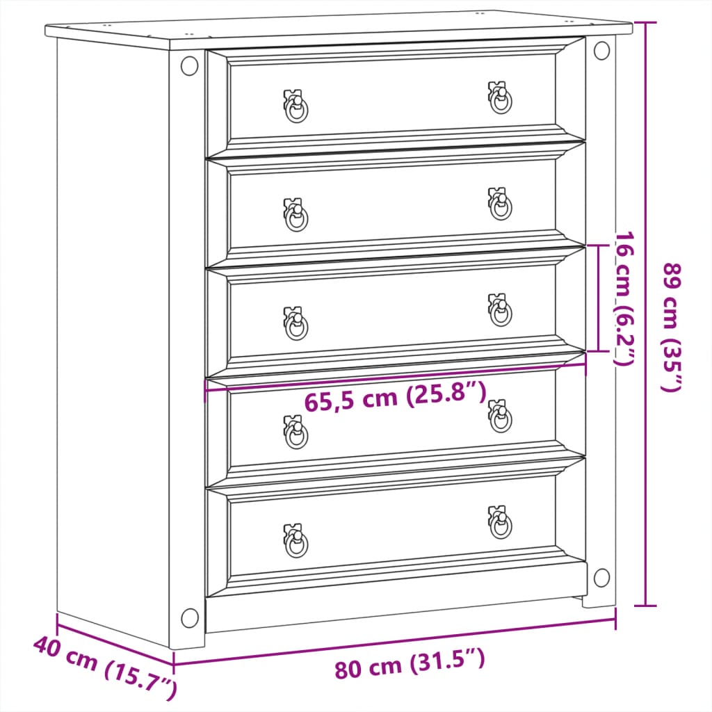 Kommode Tre Corona 80x40x89 cm heltre furu