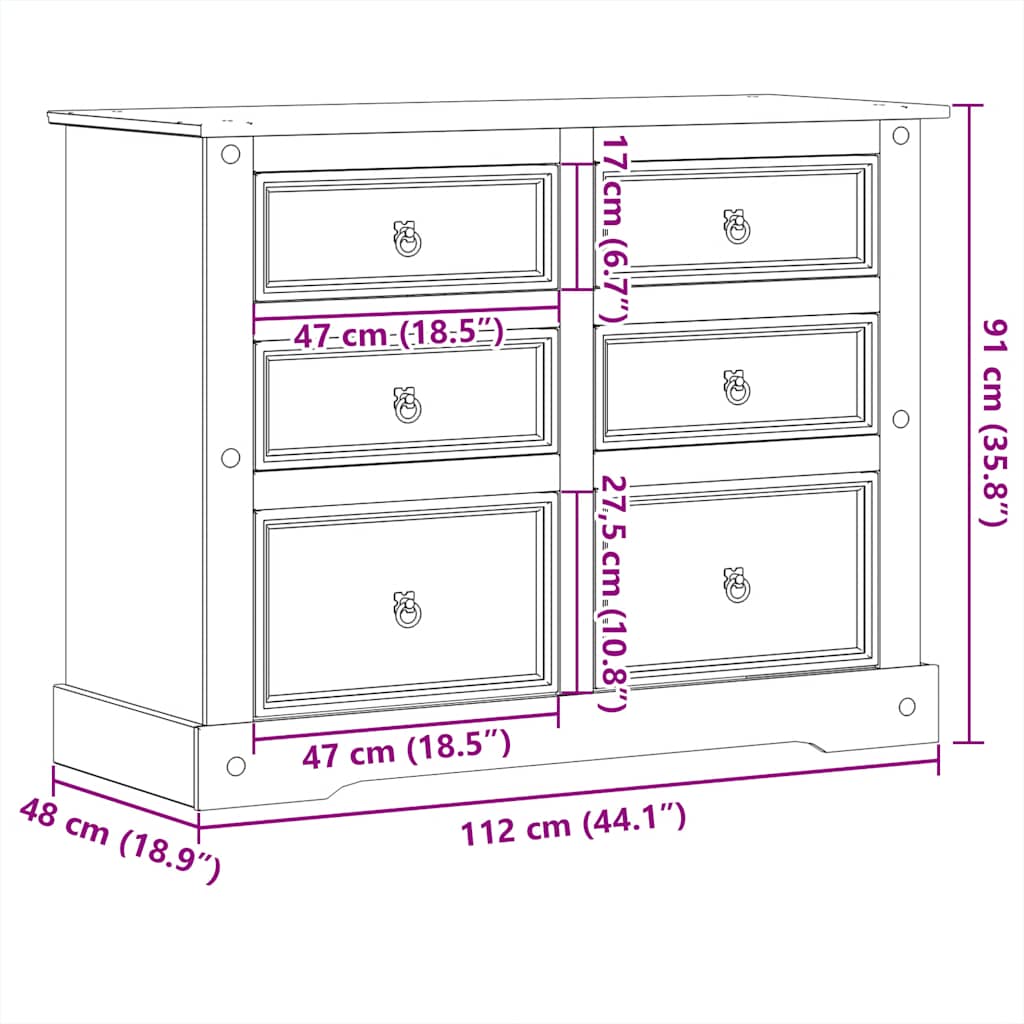 Kommode Tre Corona 112x48x91 cm heltre furu