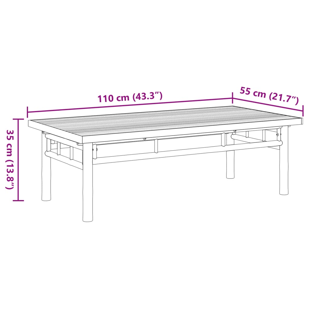 Salongbord Sofabord Tre 110x55x35 cm bambus