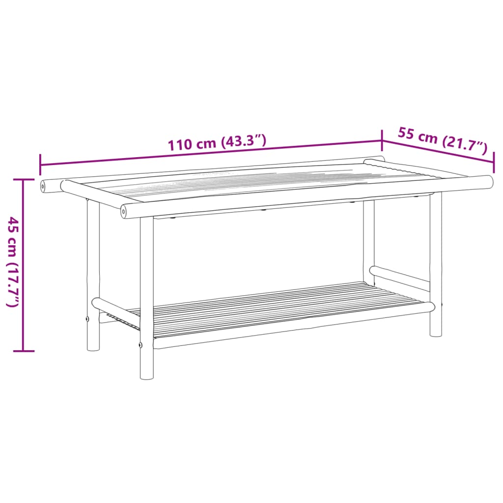 Salongbord Sofabord Tre Bambus 110x55x45 cm