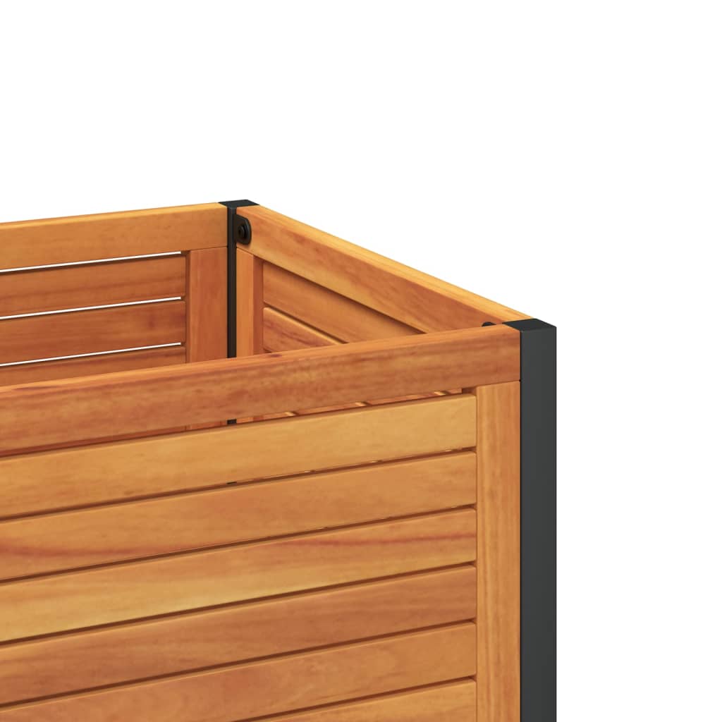 Utendørs Blomsterkasse Plantekasse Tre med hylle 45x45x80 cm heltre akasie og stål