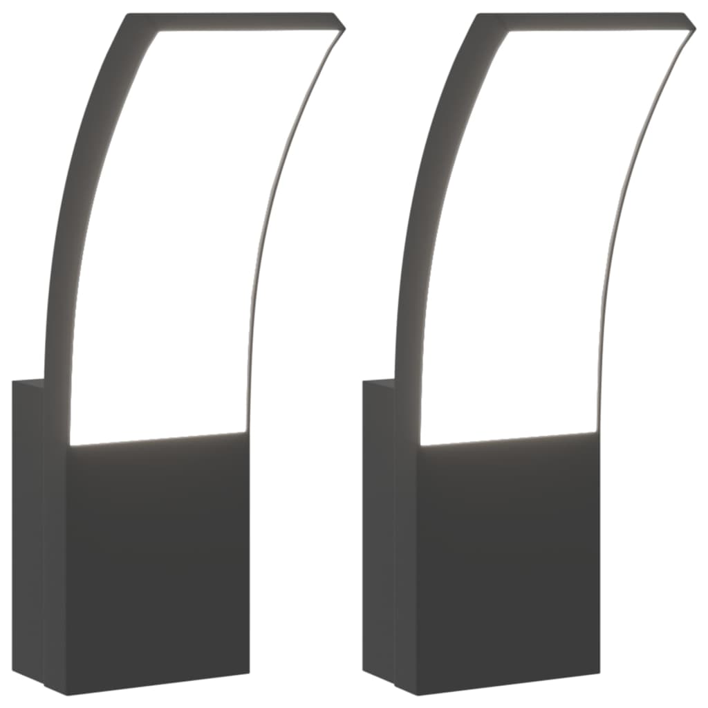 Hagebelysning Vegg El. Veggmonterte LED-utelamper 2 stk svart støpt aluminium