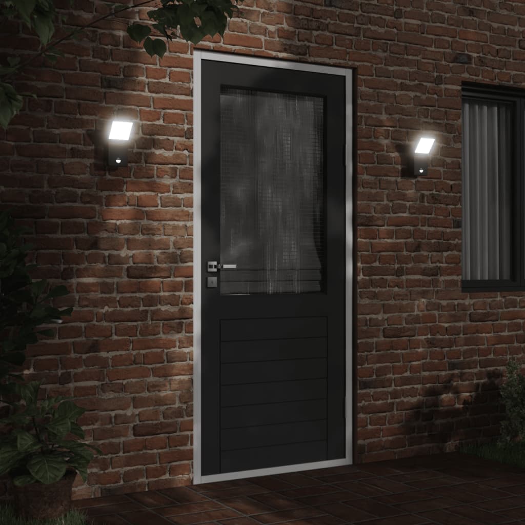 Hagebelysning Vegg El. Veggmonterte LED-utelamper sensor 2 stk svart støpt aluminium