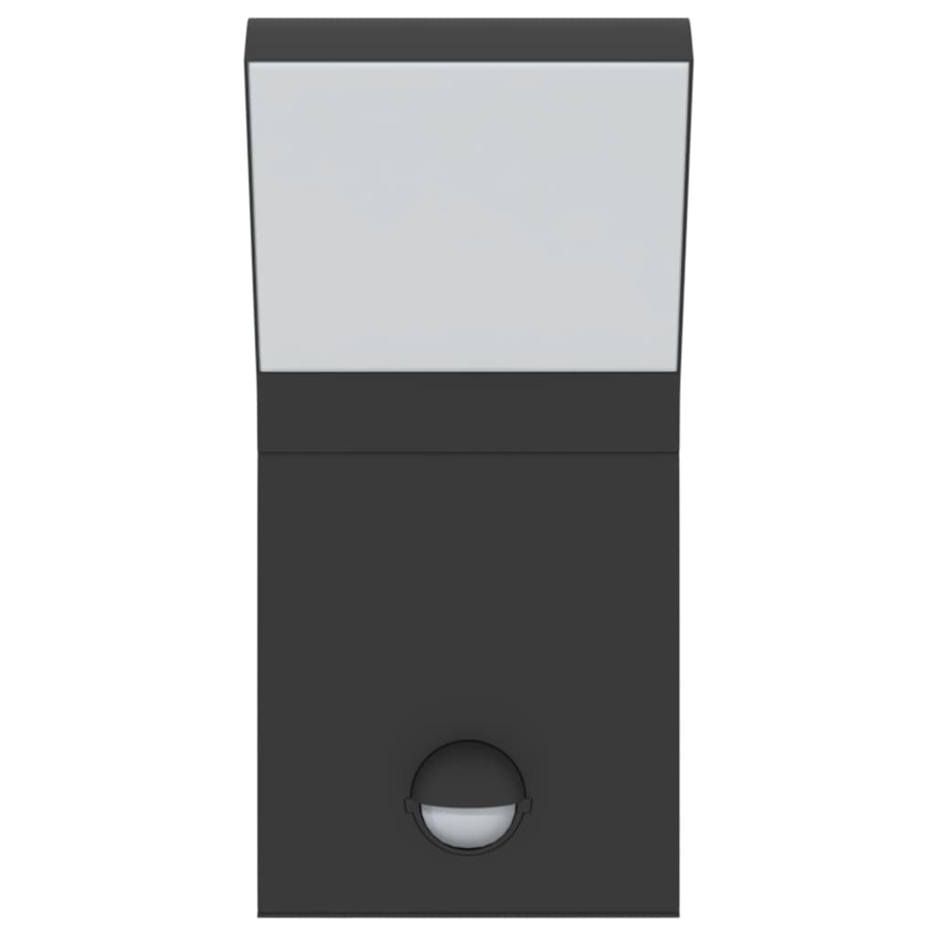 Hagebelysning Vegg El. Veggmonterte LED-utelamper sensor 2 stk svart støpt aluminium