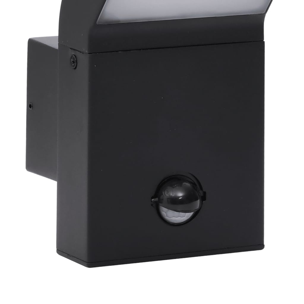 Hagebelysning Vegg El. Veggmonterte LED-utelamper sensor 2 stk svart støpt aluminium