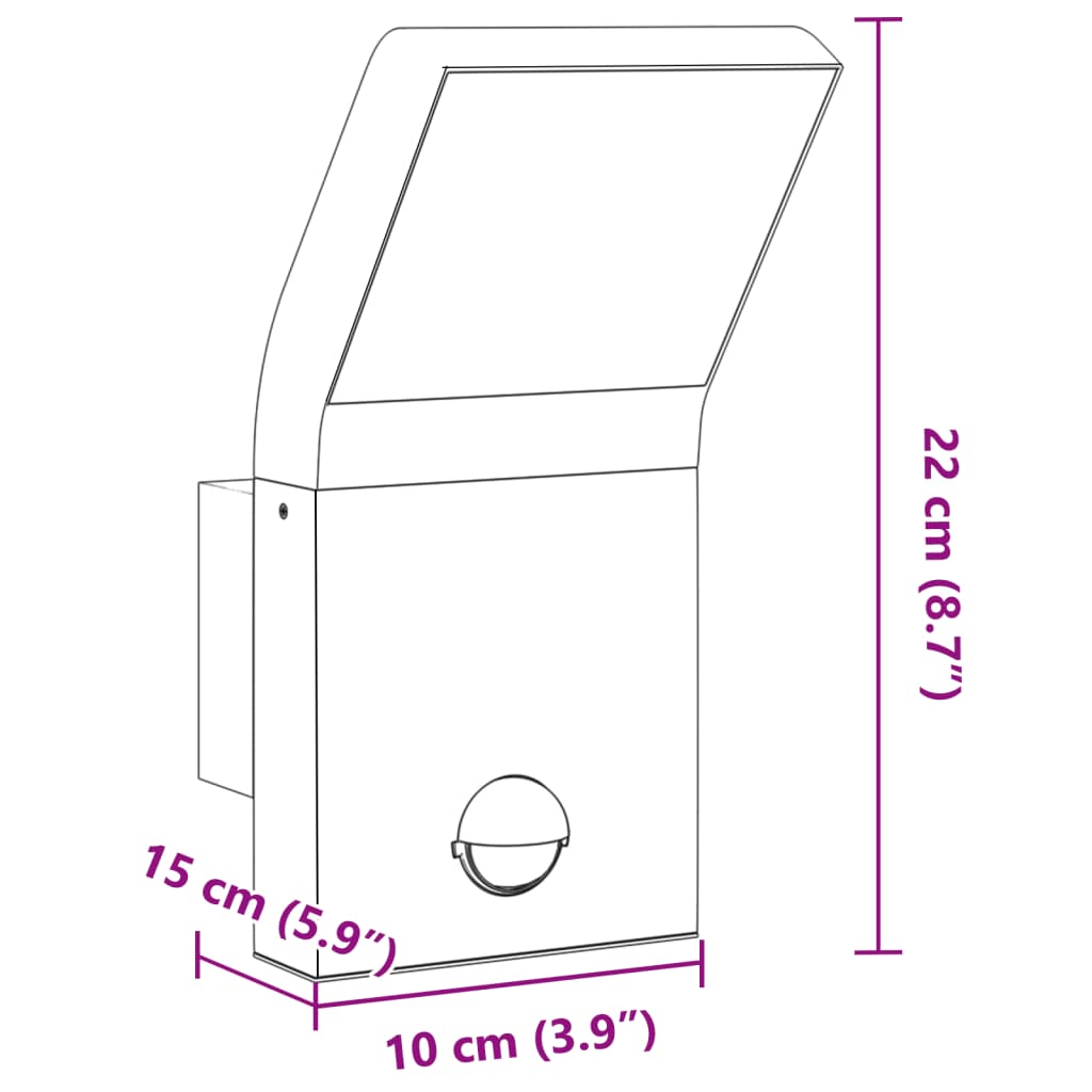 Hagebelysning Vegg El. Veggmonterte LED-utelamper sensor 2 stk svart støpt aluminium