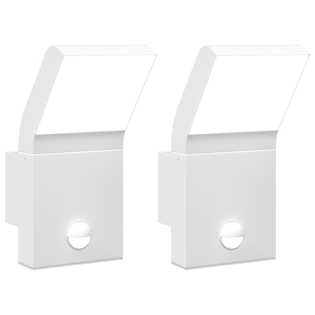 Hagebelysning Vegg El. Veggmonterte LED-utelamper sensorer 2 stk hvit støpt aluminium