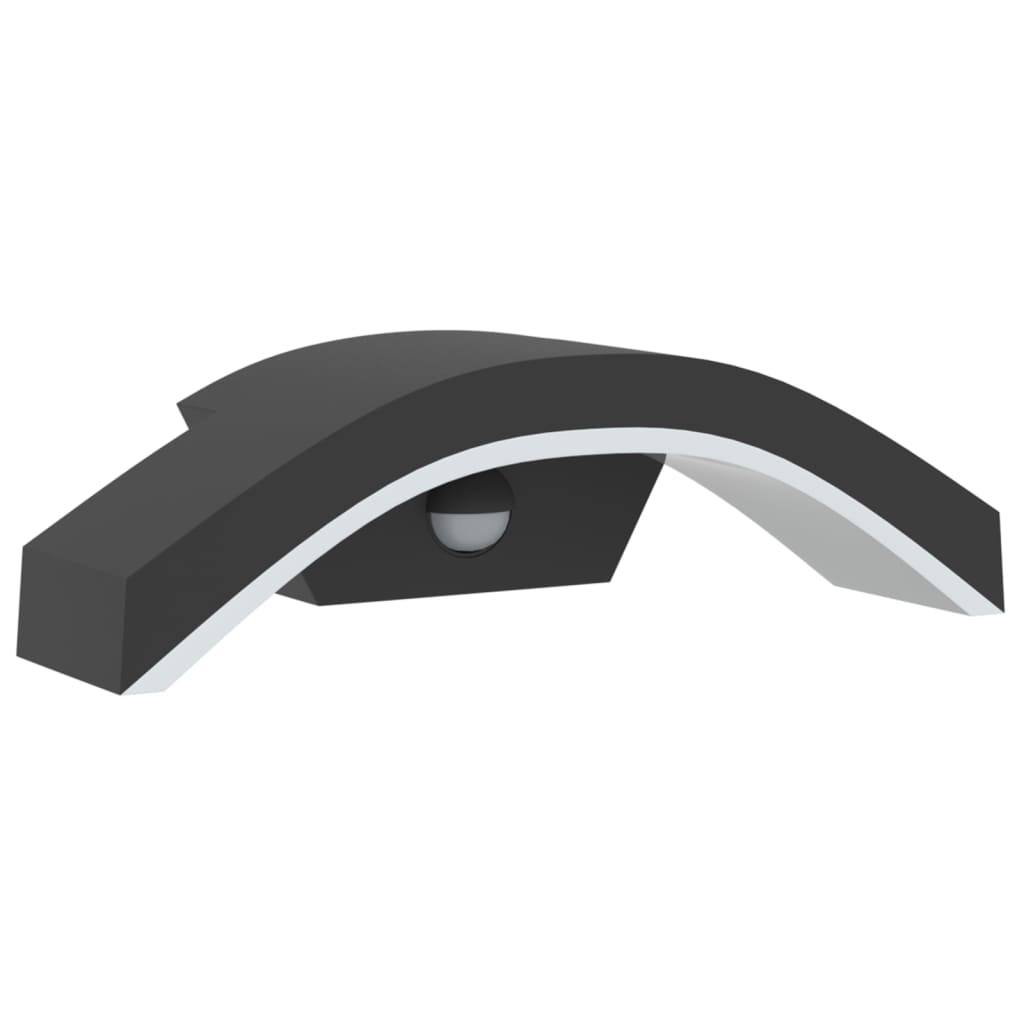 Hagebelysning Vegg El. Veggmonterte LED-utelamper sensor 2 stk svart støpt aluminium