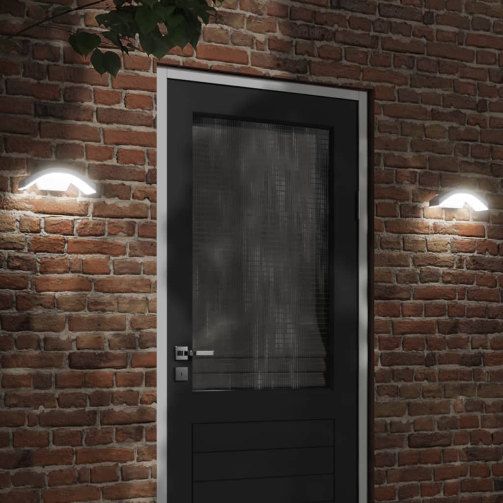 Hagebelysning Vegg El. Veggmonterte LED-utelamper 2 stk hvit støpt aluminium