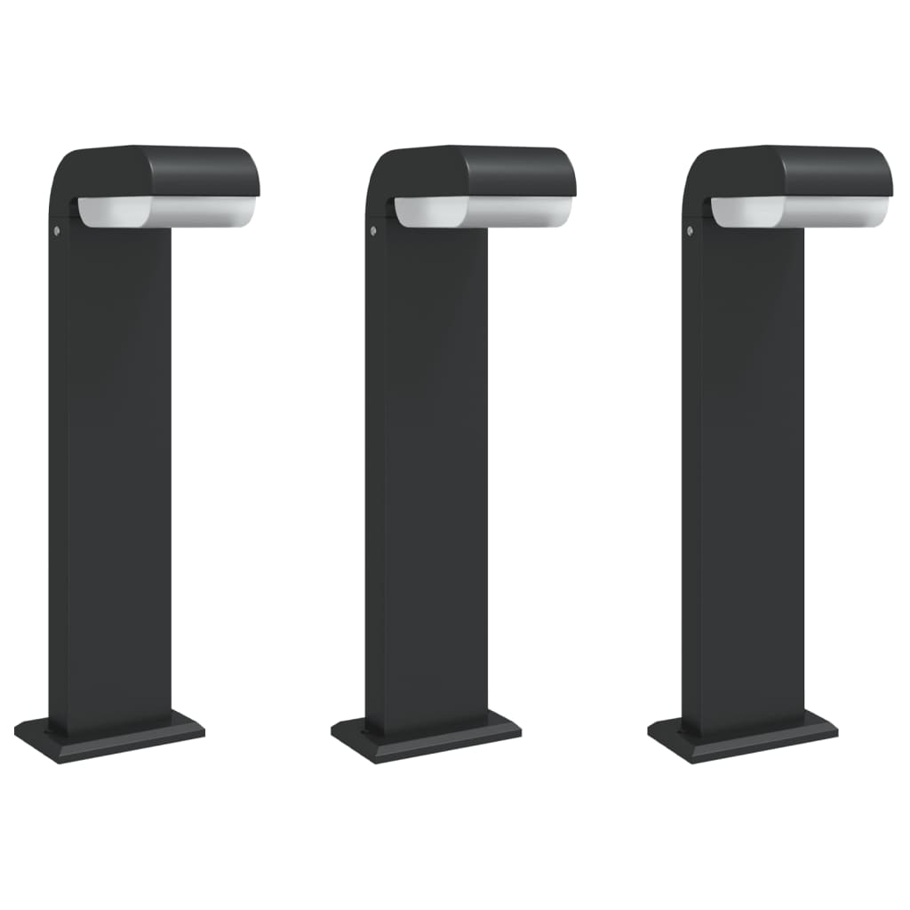 Hagebelysning Lyktstolpe 3 stk svart 50 cm støpt aluminium