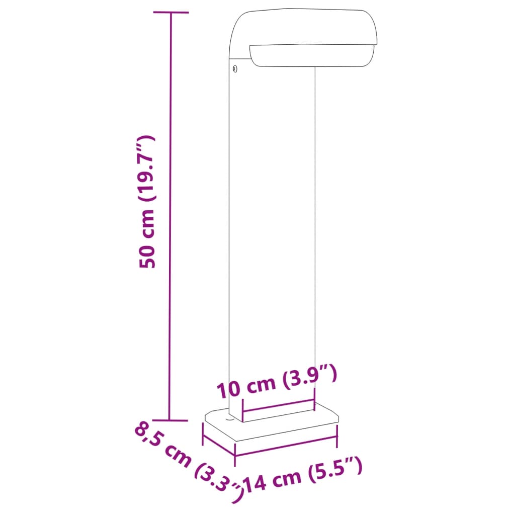 Hagebelysning Lyktstolpe 3 stk svart 50 cm støpt aluminium