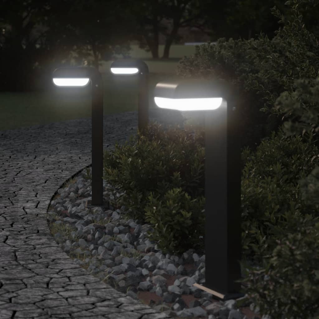 Hagebelysning Lyktstolpe 3 stk svart 50 cm støpt aluminium