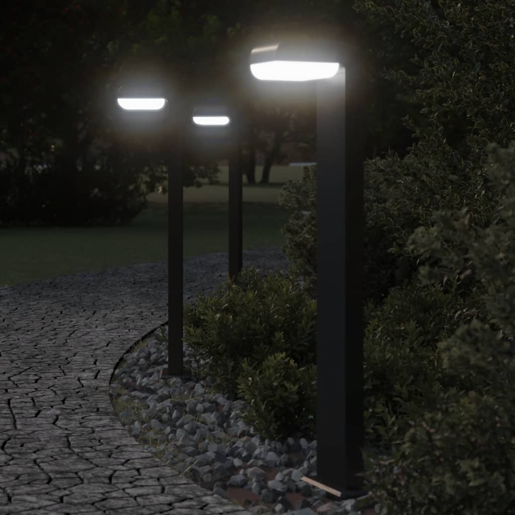 Hagebelysning Lyktstolpe 3 stk Svart 80 cm støpt aluminium