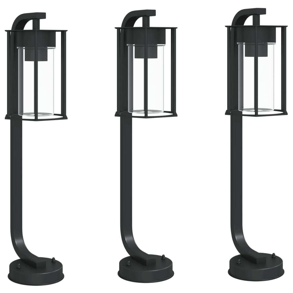 Hagebelysning Lyktstolpe Gangbelysning Søylebelysning 3 stk svart 60 cm rustfritt stål