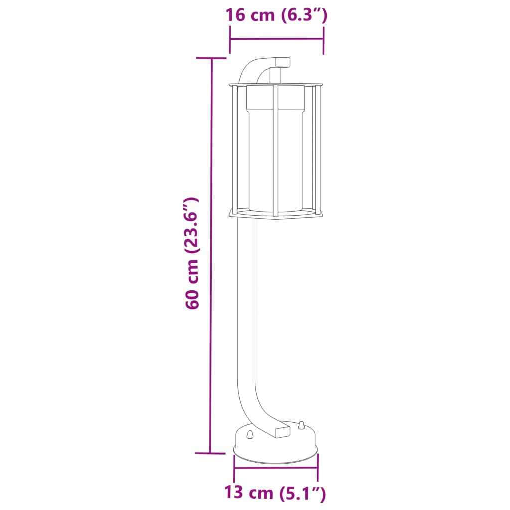 Hagebelysning Lyktstolpe Gangbelysning Søylebelysning 3 stk svart 60 cm rustfritt stål