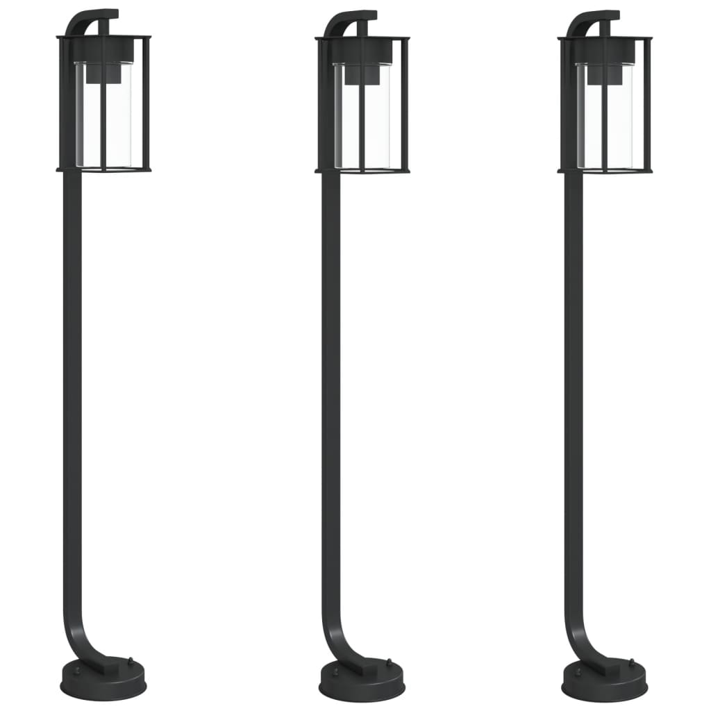 Hagebelysning Lyktstolpe Gangbelysning Søylebelysning 3 stk svart 100 cm rustfritt stål