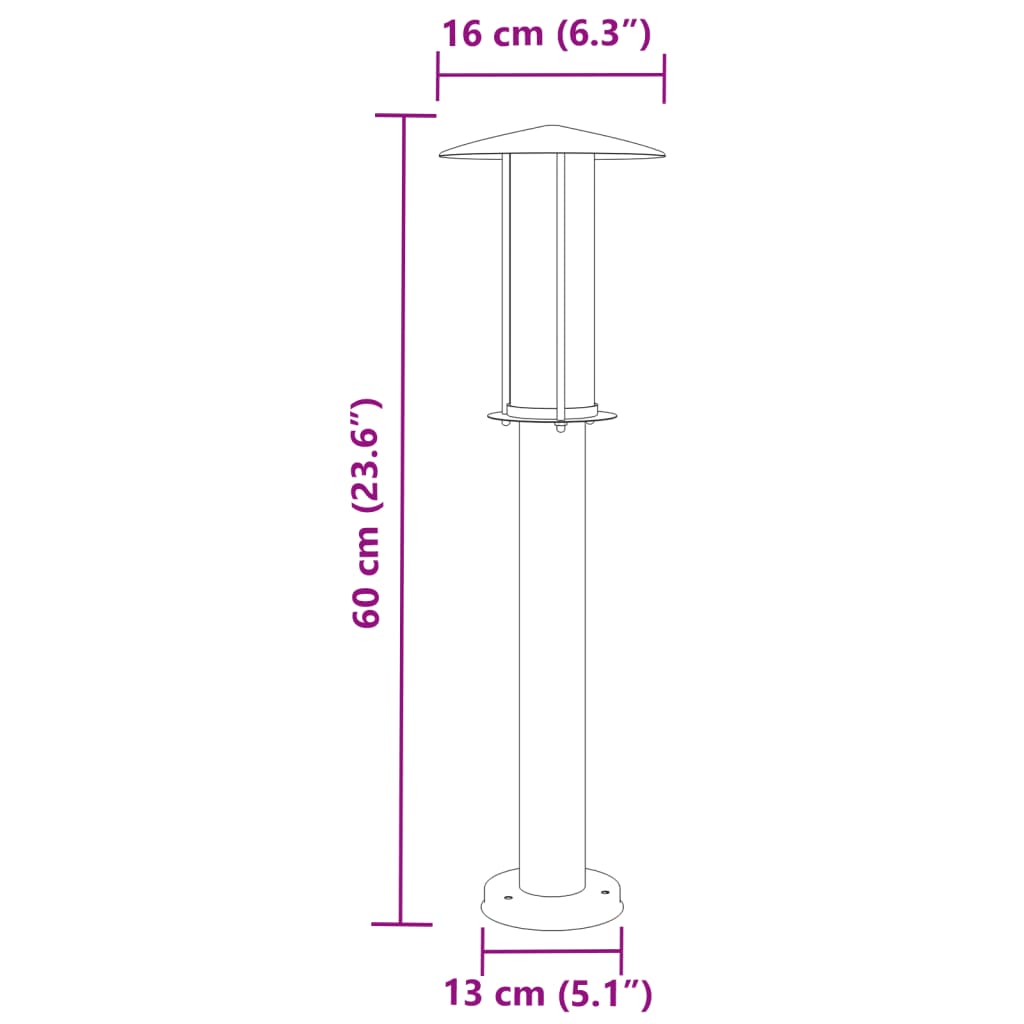 Hagebelysning Lyktstolpe 3 stk svart 60 cm rustfritt stål