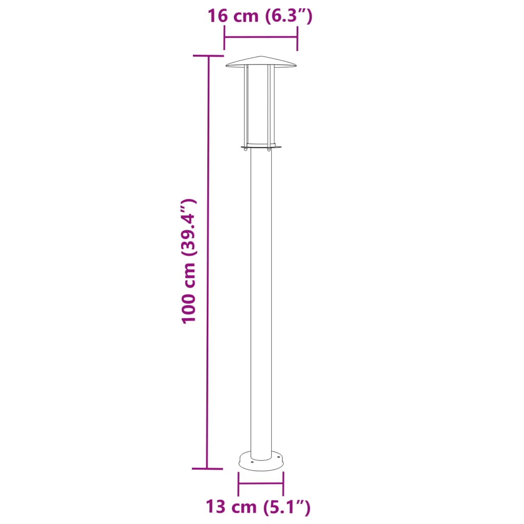 Hagebelysning Lyktstolpe 3 stk svart 100 cm rustfritt stål