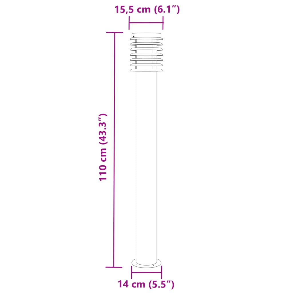 Hagebelysning Lyktstolpe 3 stk svart 110 cm rustfritt stål