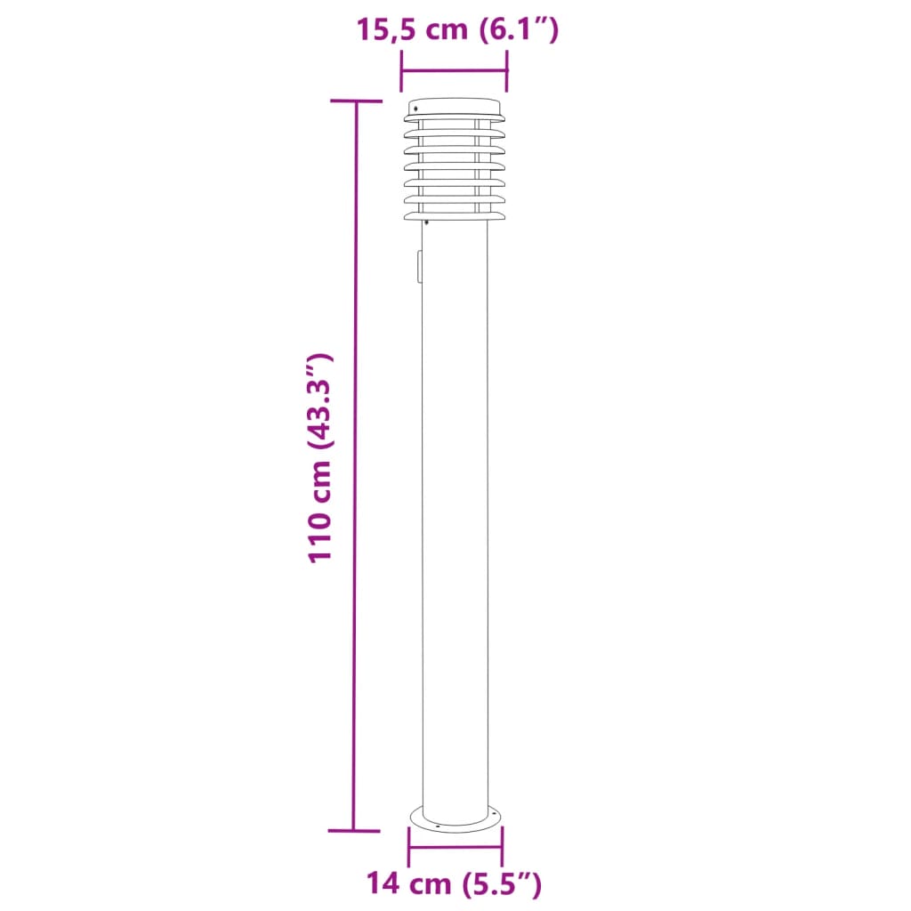 Hagebelysning Lyktstolpe med uttak 3 stk Svart 110 cm rustfritt stål