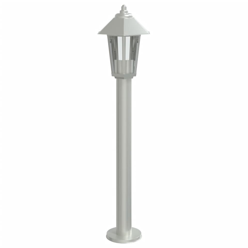 Hagebelysning Lyktstolpe 3 stk sølv 80 cm rustfritt stål