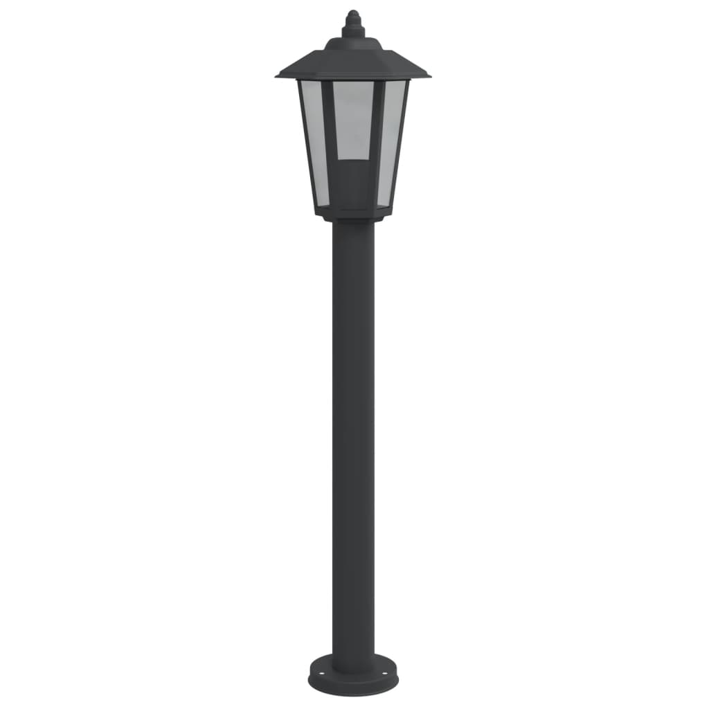 Hagebelysning Lyktstolpe 3 stk svart 80 cm rustfritt stål